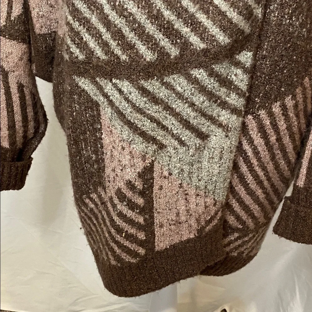 Prana Celadine Reversible Wrap Cardigan Brown/Tan Oversized. Size M/L. 2 Button.